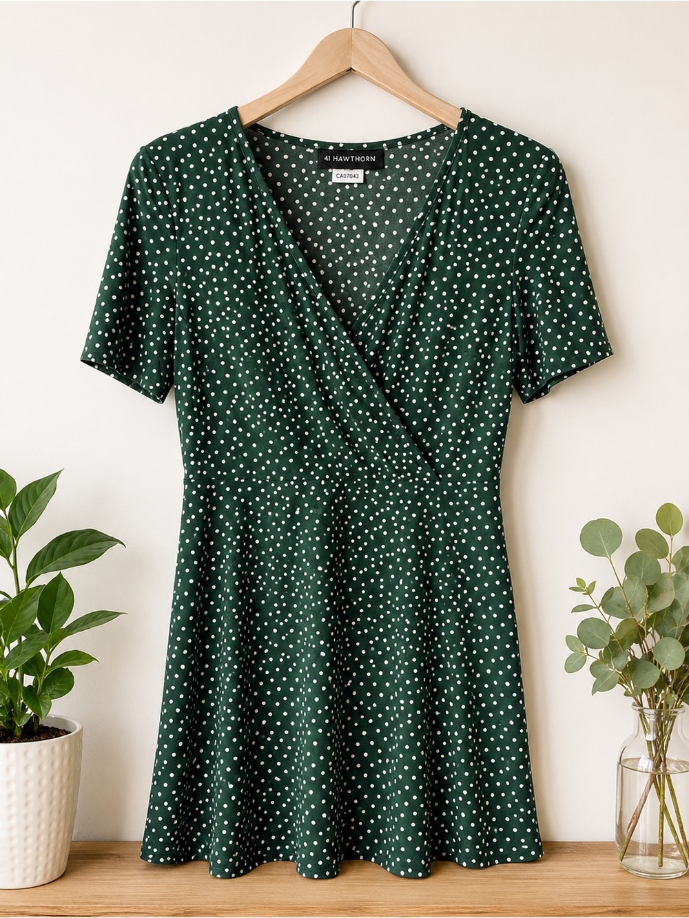 41 Hawthorn Forest Green Polka Dot Blouse